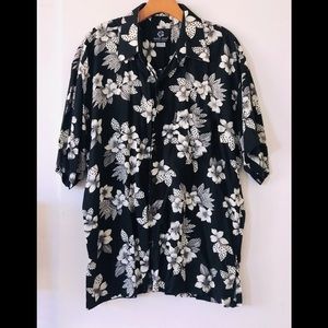 Mango Moon Hawaiian Shirt Rayon sz.M, Floral Print. Silky.